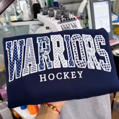 Custom Patchwork Embroidered Sweatshirt, Floral Varsity Crewneck, Personalized College Sweatshirt, Custom Applique Pullover