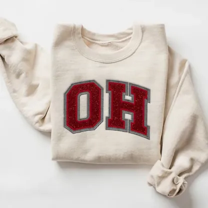Ohio State Buckeyes football Glitter Embroidered Sweatshirt