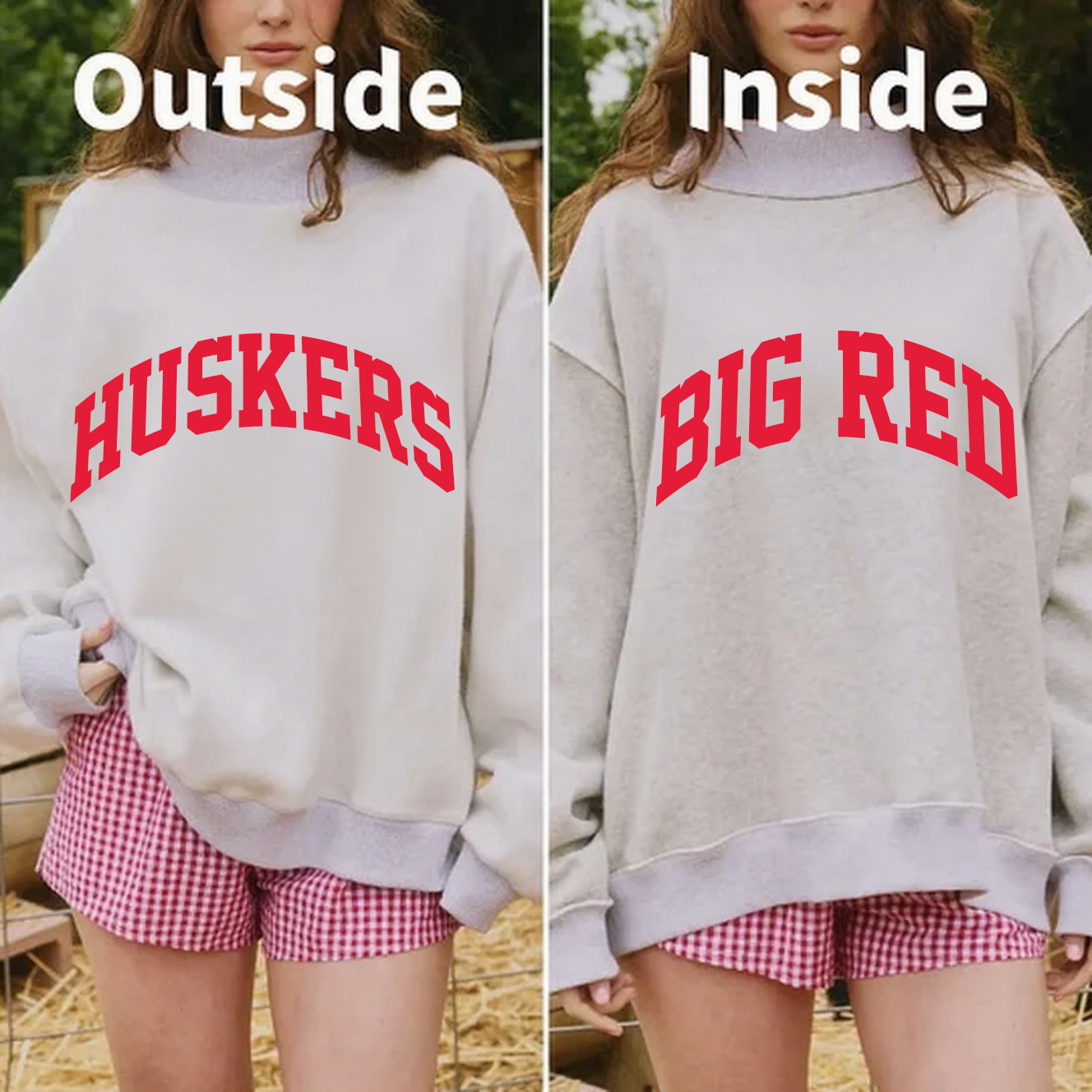 Huskeys/BIG RED Game Day Mock Neck Reversible Sweatshirt