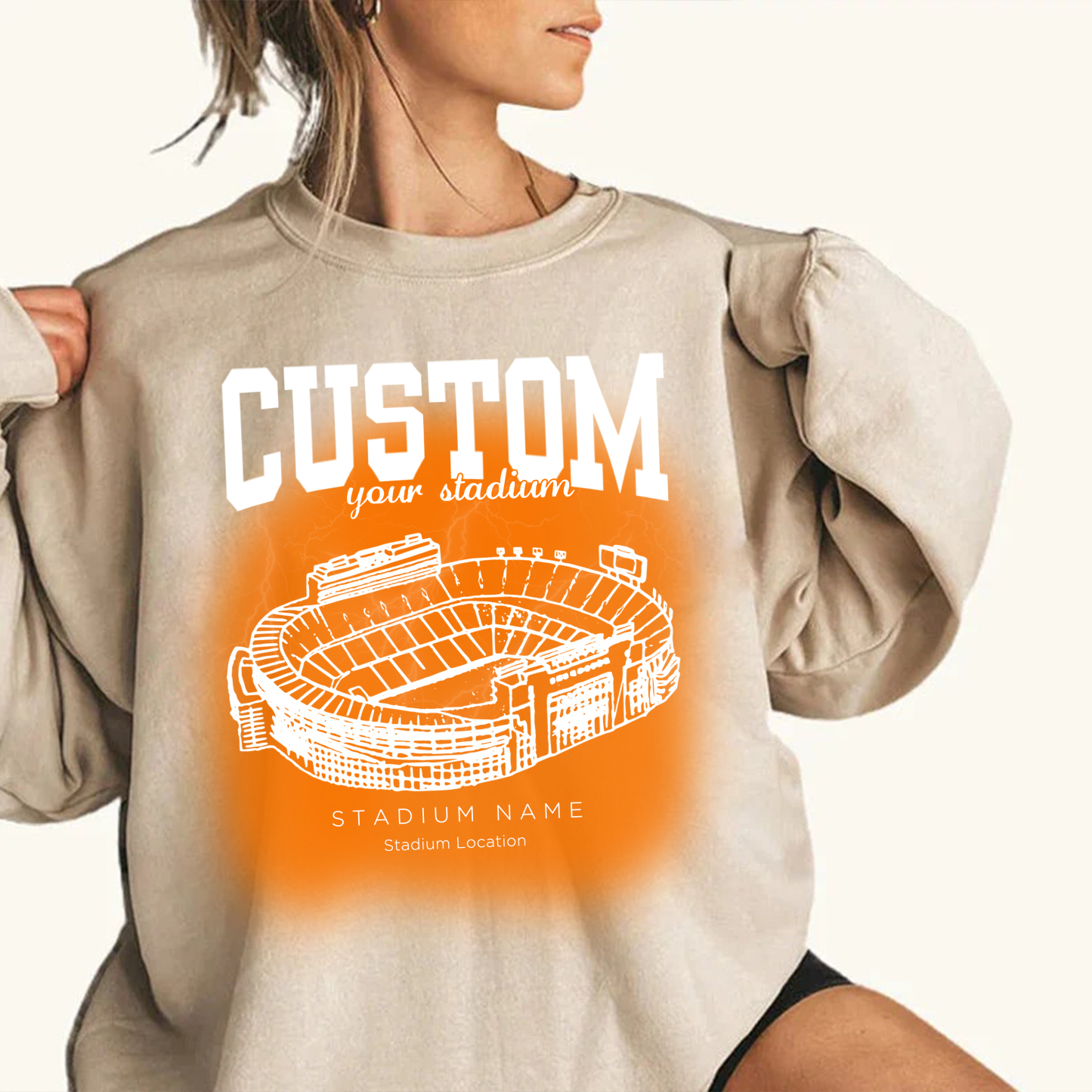 Custom Retro Football Stdium Printing Sweatshirt