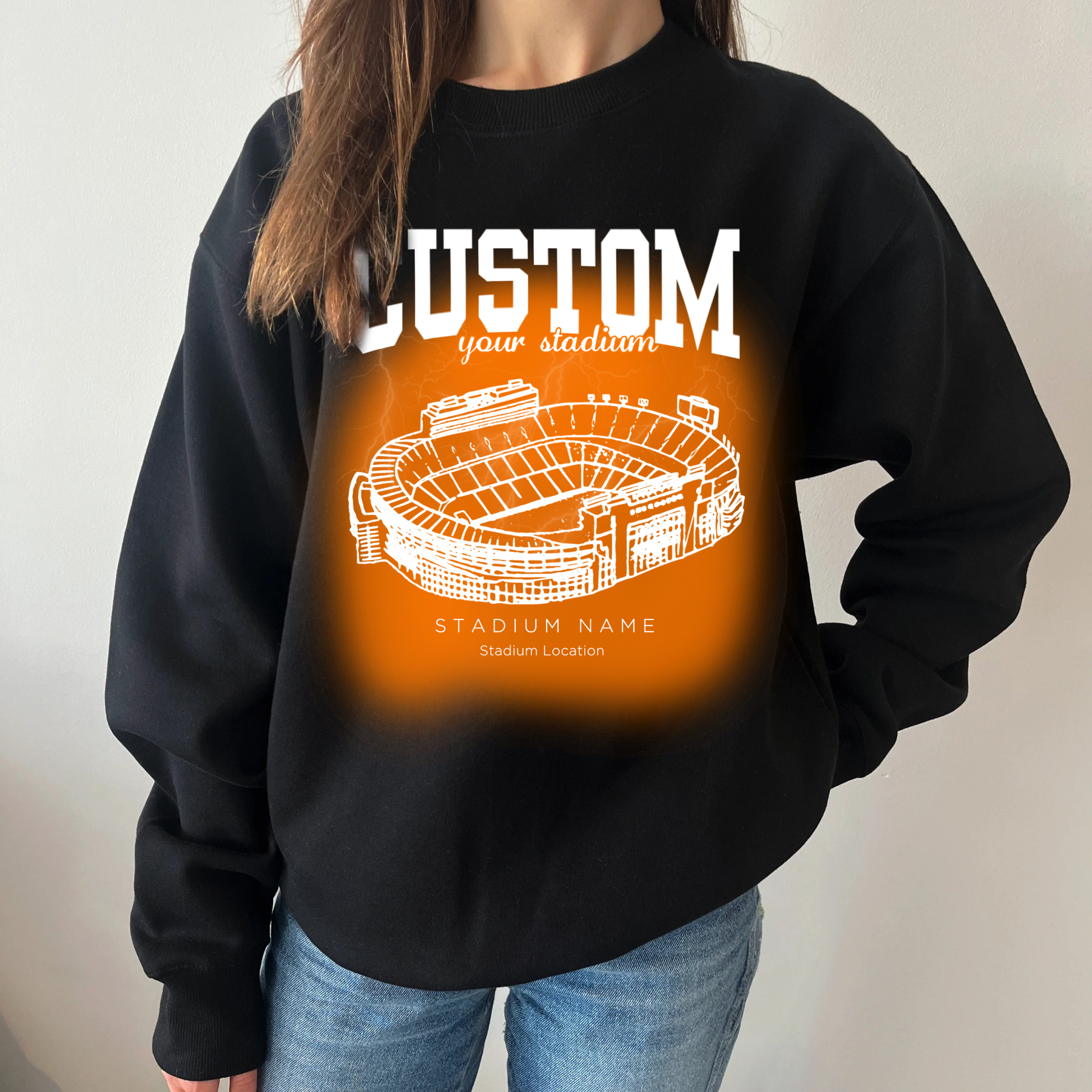 Custom Retro Football Stdium Printing Sweatshirt