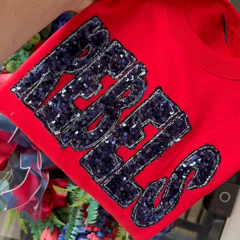 Custom College Football Sequins Embroidered Sweatshirt