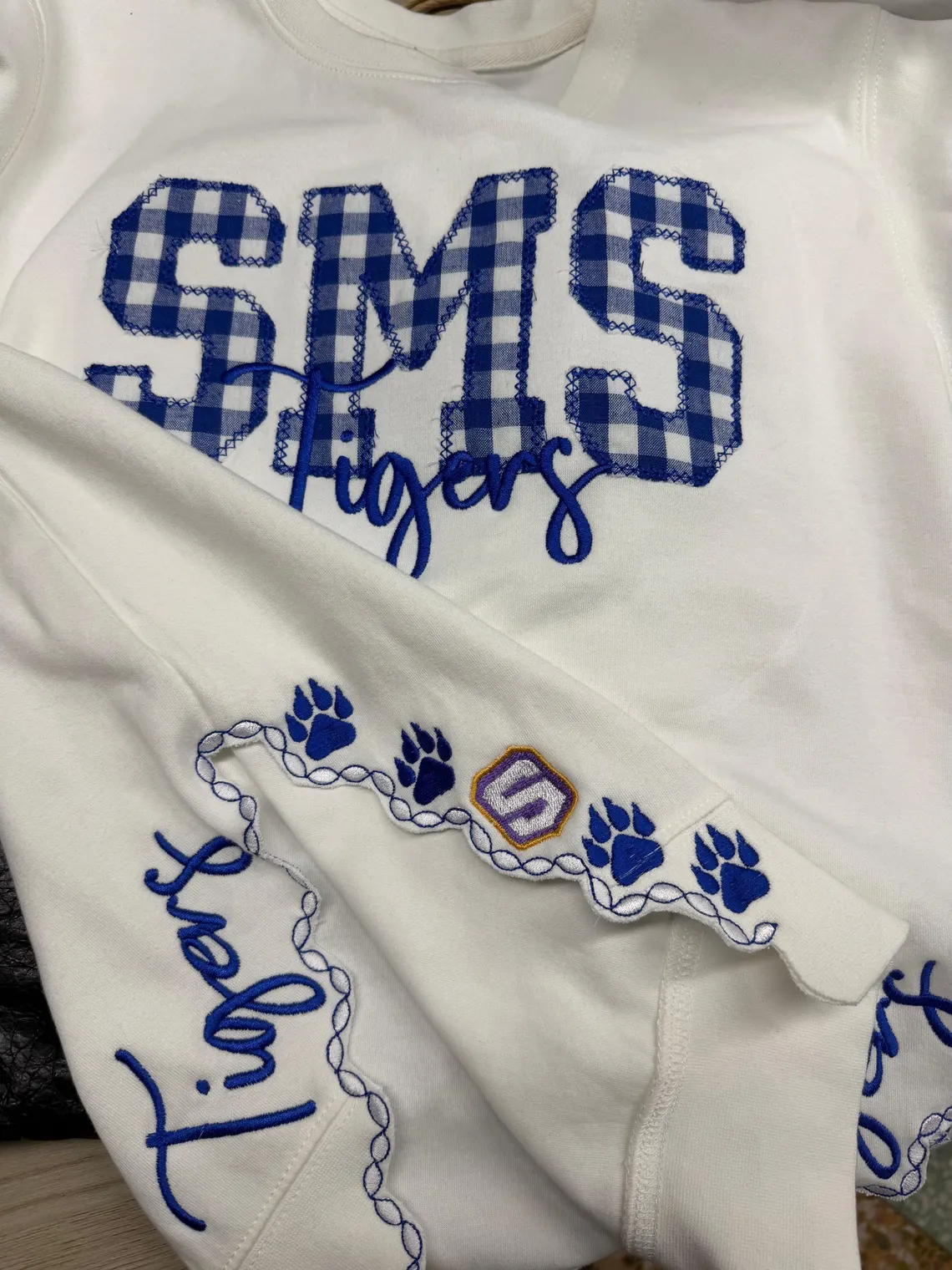 Custom Embroidered Game Day School Team Spirit Sweatshirt, Personalized Mascot Embroidered Crewneck