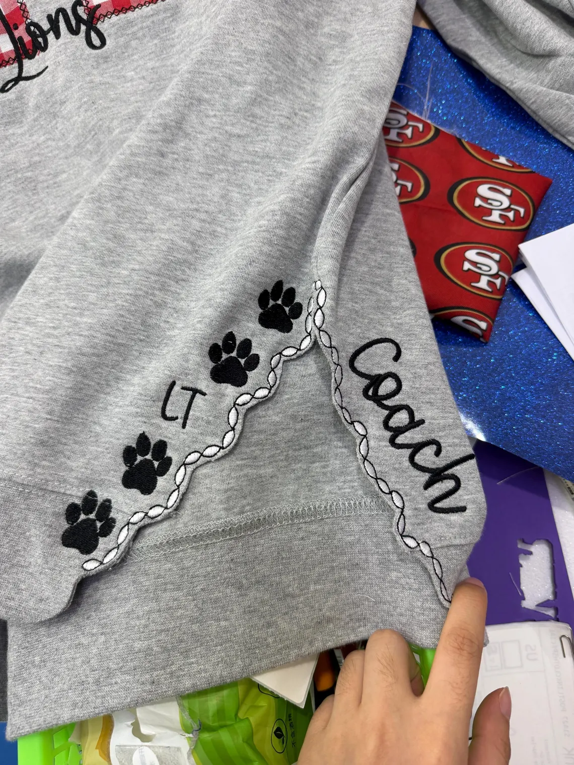 Custom Embroidered Game Day School Team Spirit Sweatshirt, Personalized Mascot Embroidered Crewneck