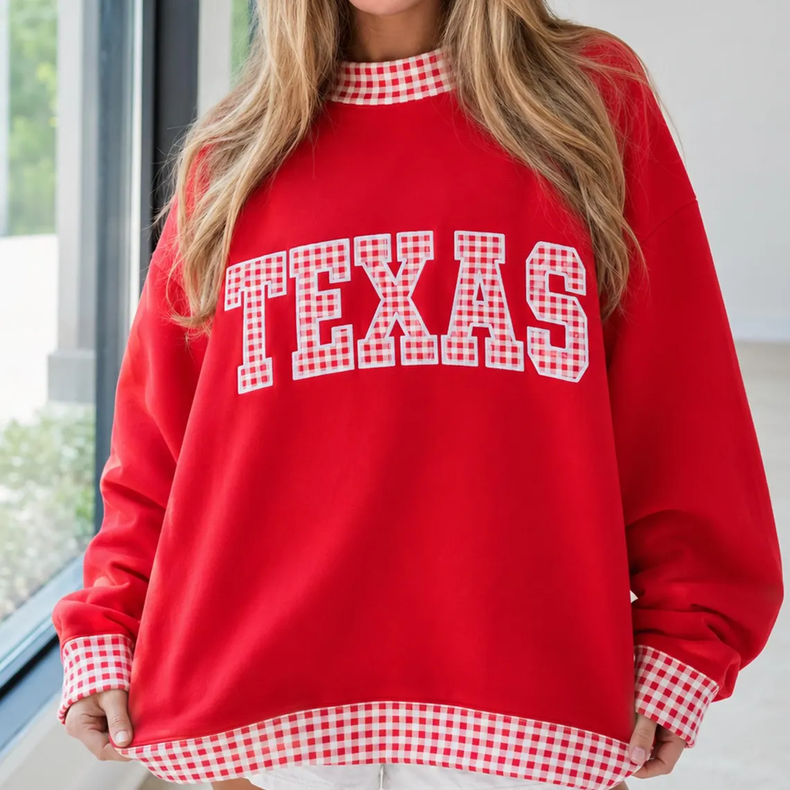 Custom Texas Tech Red Raiders Patchwork Fabric College Team Embroidered Mockneck
