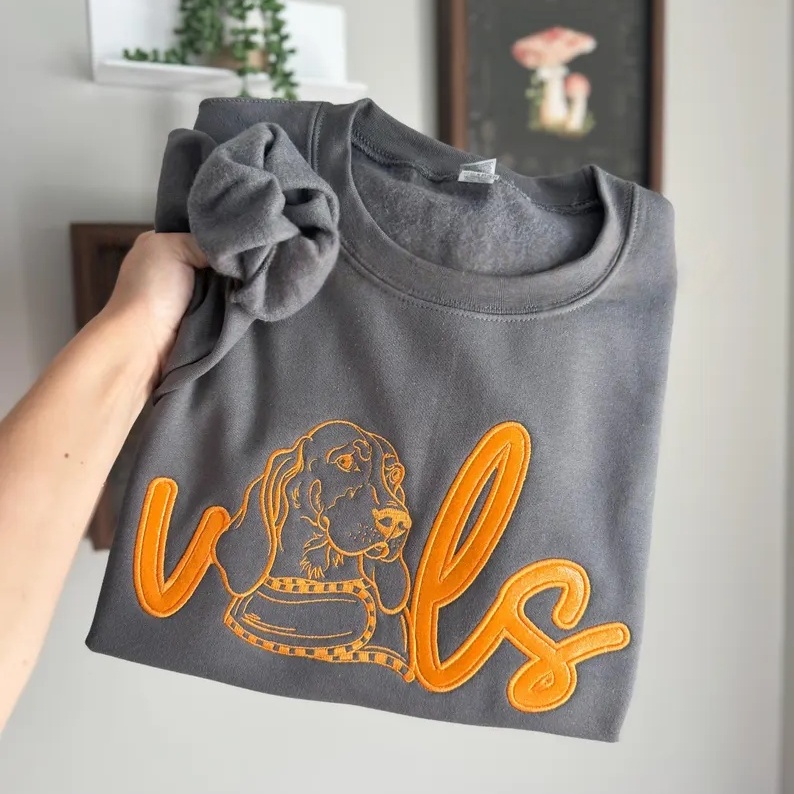 Custom College Team & Pet Portrait Glitter Embroidered Sweatshirt - Personalized Gift for Pet Lovers and Team Fans