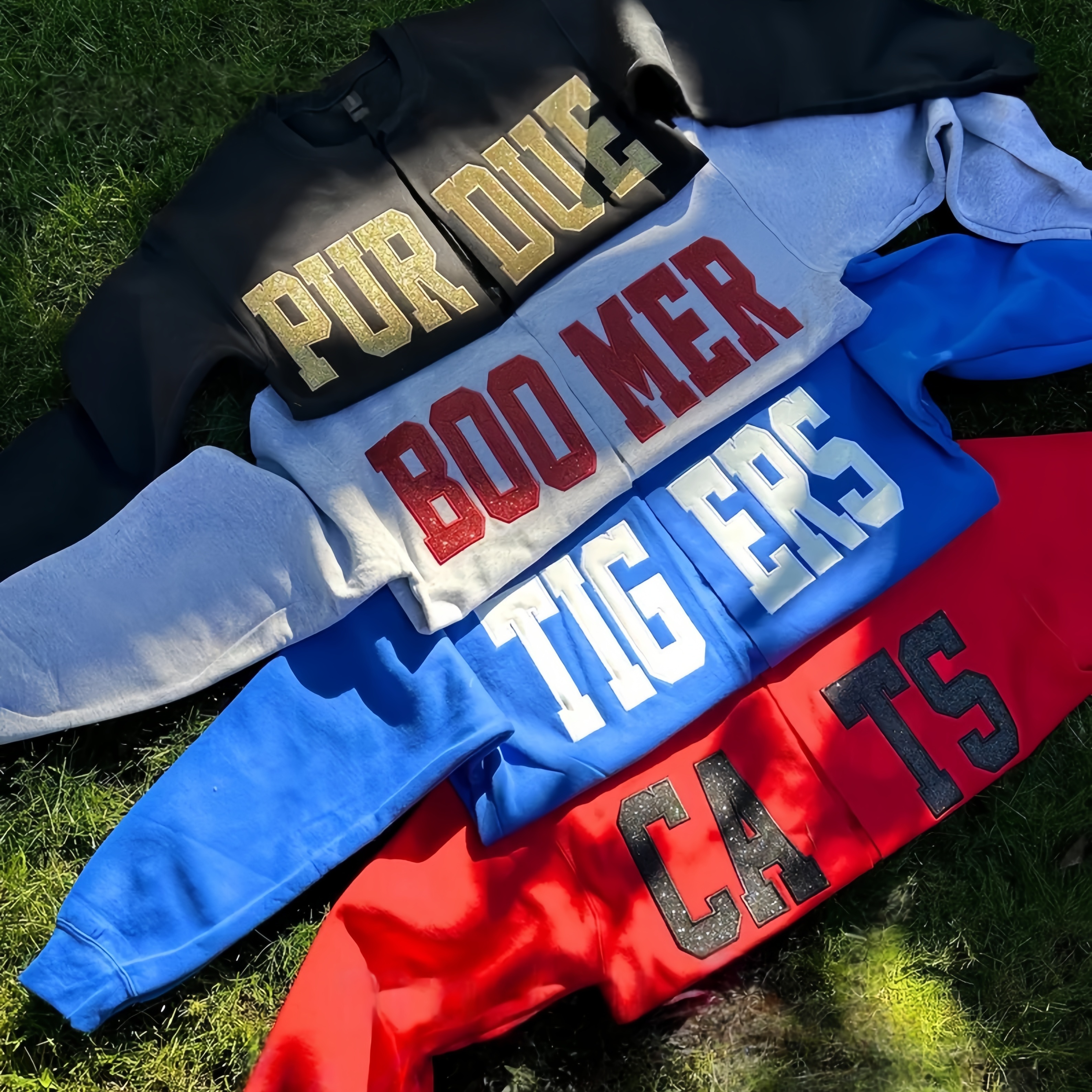 Custom Game Day Spirit Double-Embroidered Team Sweatshirts, Glitter Spirit Apparel