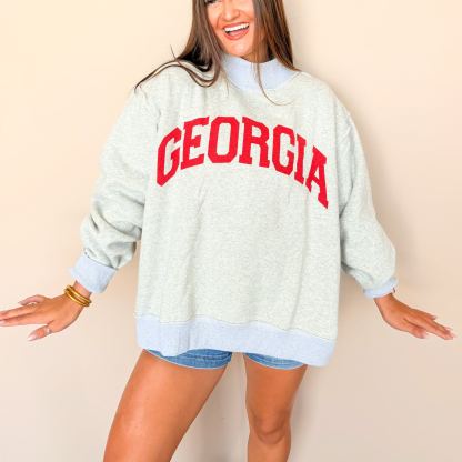 Georgia/GA Game Day Mock Neck Reversible Sweatshirt