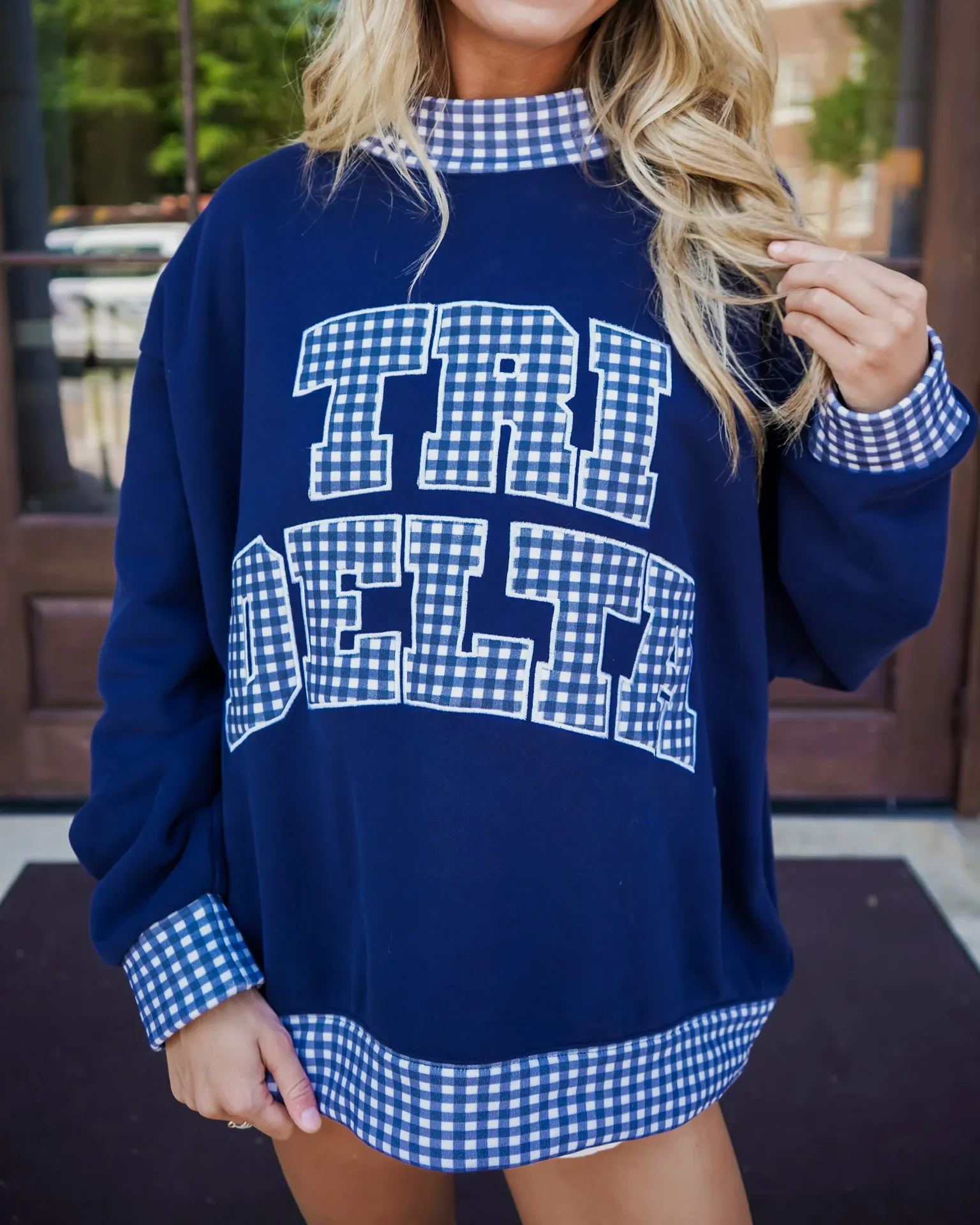 Custom Patchwork Fabric College Team  Embroidered Mockneck