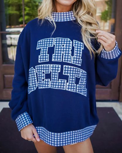 Custom Patchwork Fabric College Team  Embroidered Mockneck