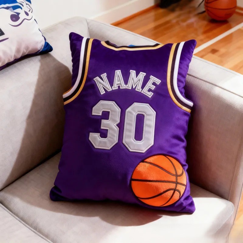 Custom Graphic 3D Print Basketball Jersey Pillow with Custom Name and Number for Fans