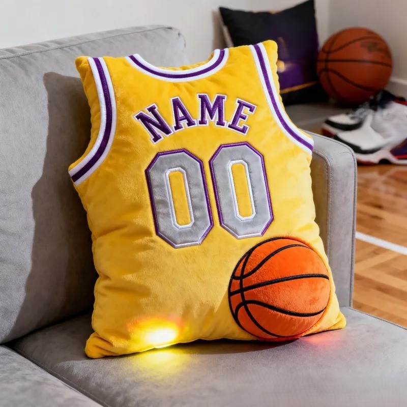 Custom Graphic 3D Print Basketball Jersey Pillow with Custom Name and Number for Fans