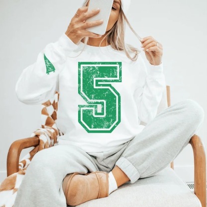 Custom Varsity Letter Sweatshirt - Distressed Giant Number/Letter Sweatshirt 