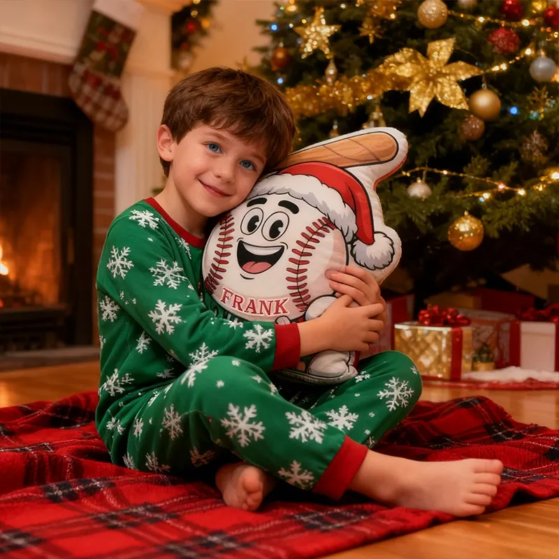 Custom Christmas Baseball Pillow With Custom Name Design