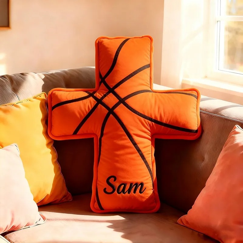 Custom 3d Printed Basketball Cross Pillow A Christian Sports Gift