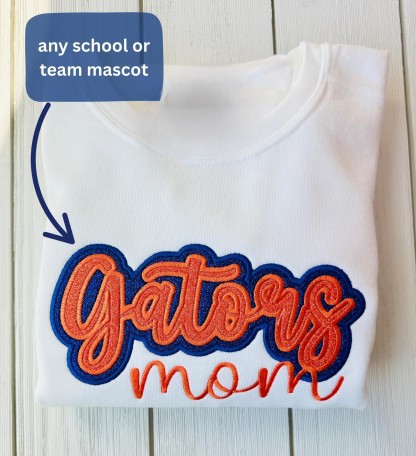 Glitter Sports team name/Mascot Sweatshirt: Custom Embroidered Comfort Colors Game Day Apparel