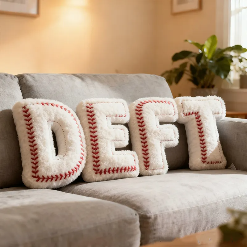 Custom Baseball Themed Letter Print Plush Pillow A Christmas Gift For Baseball Fans