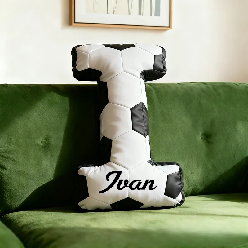 Custom Soccer Letter Pillow with Custom Name Design