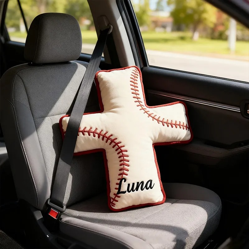 Custom 3d Printed Baseball Cross Pillow, A Religious Gift For Baseball Enthusiasts