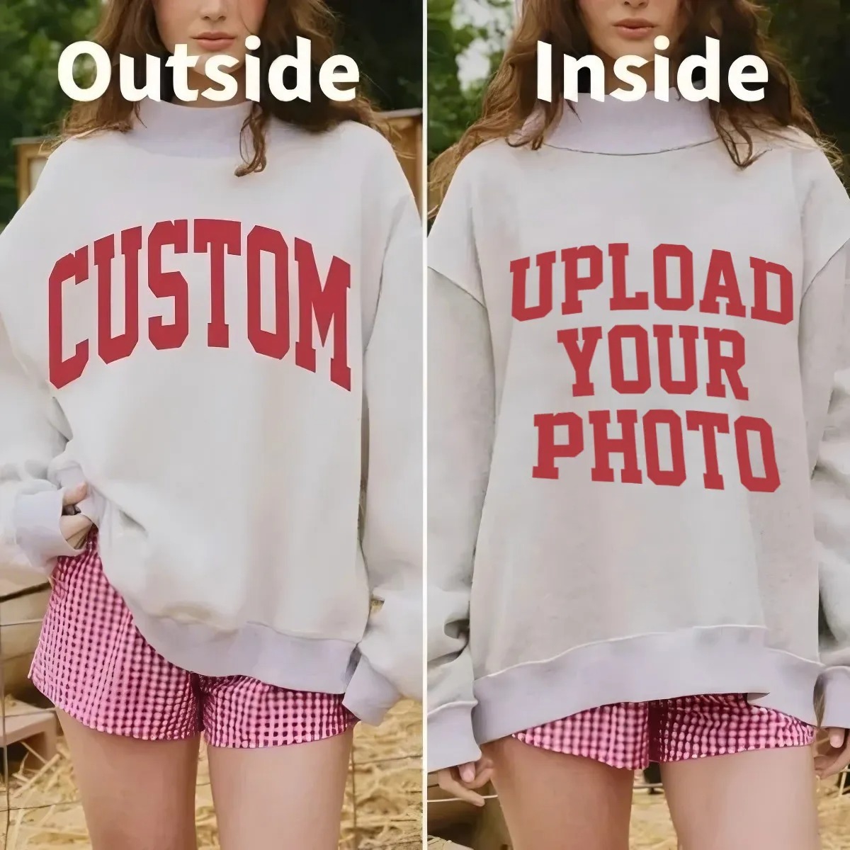 Custom Football Stadium Game Day Mock Neck Reversible Sweatshirt