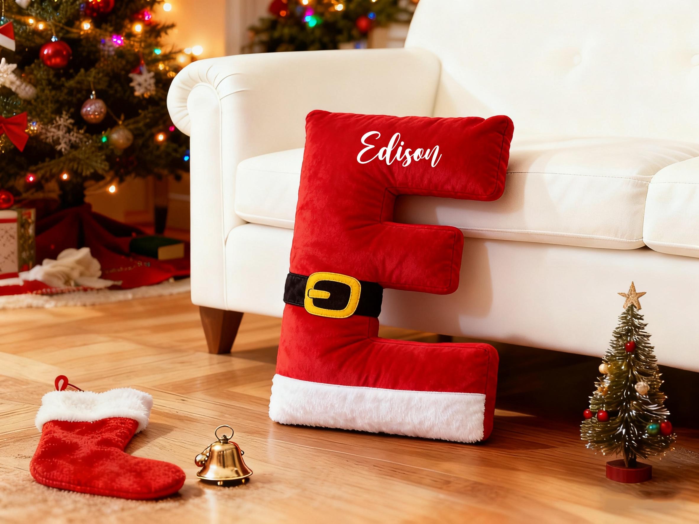 Custom Christmas Letter Monogram Initial Throw Pillow