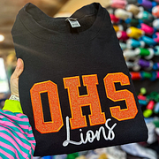 Custom School Glitter Applique Embroidered Sweatshirt