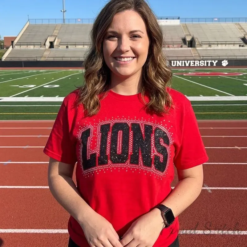 Custom Glitter Varsity Team Mascot Sweatshirt School Spirit Wear Game Day RhineStone Apparel