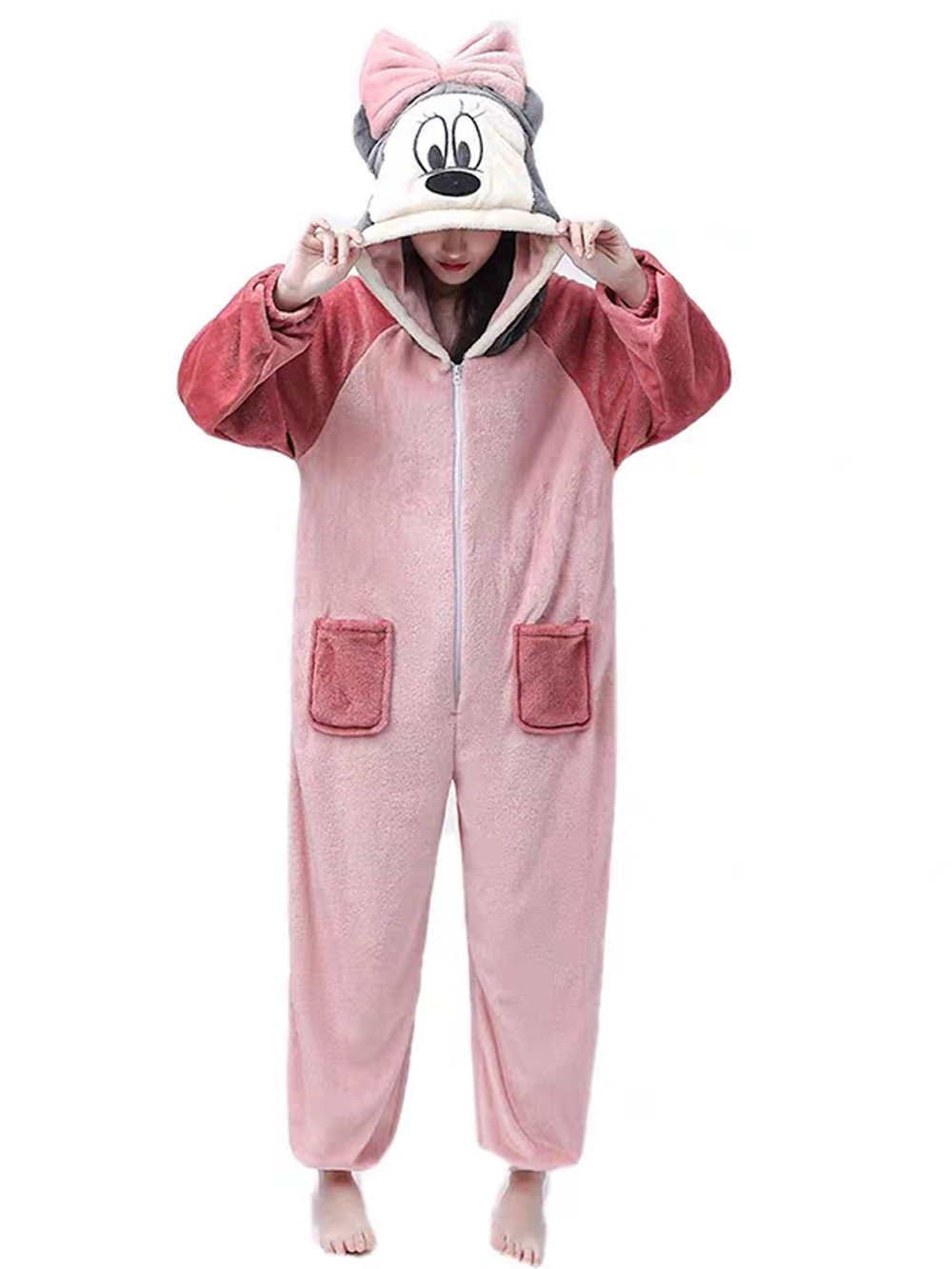 Pink Minnie Kigurumi Onesie Pajamas for Adult