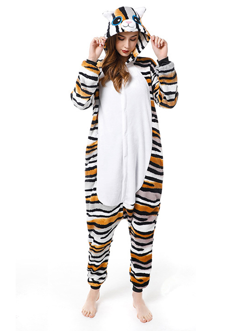 Adult New Tiger cat Kigurumi Onesies Pajamas Costume