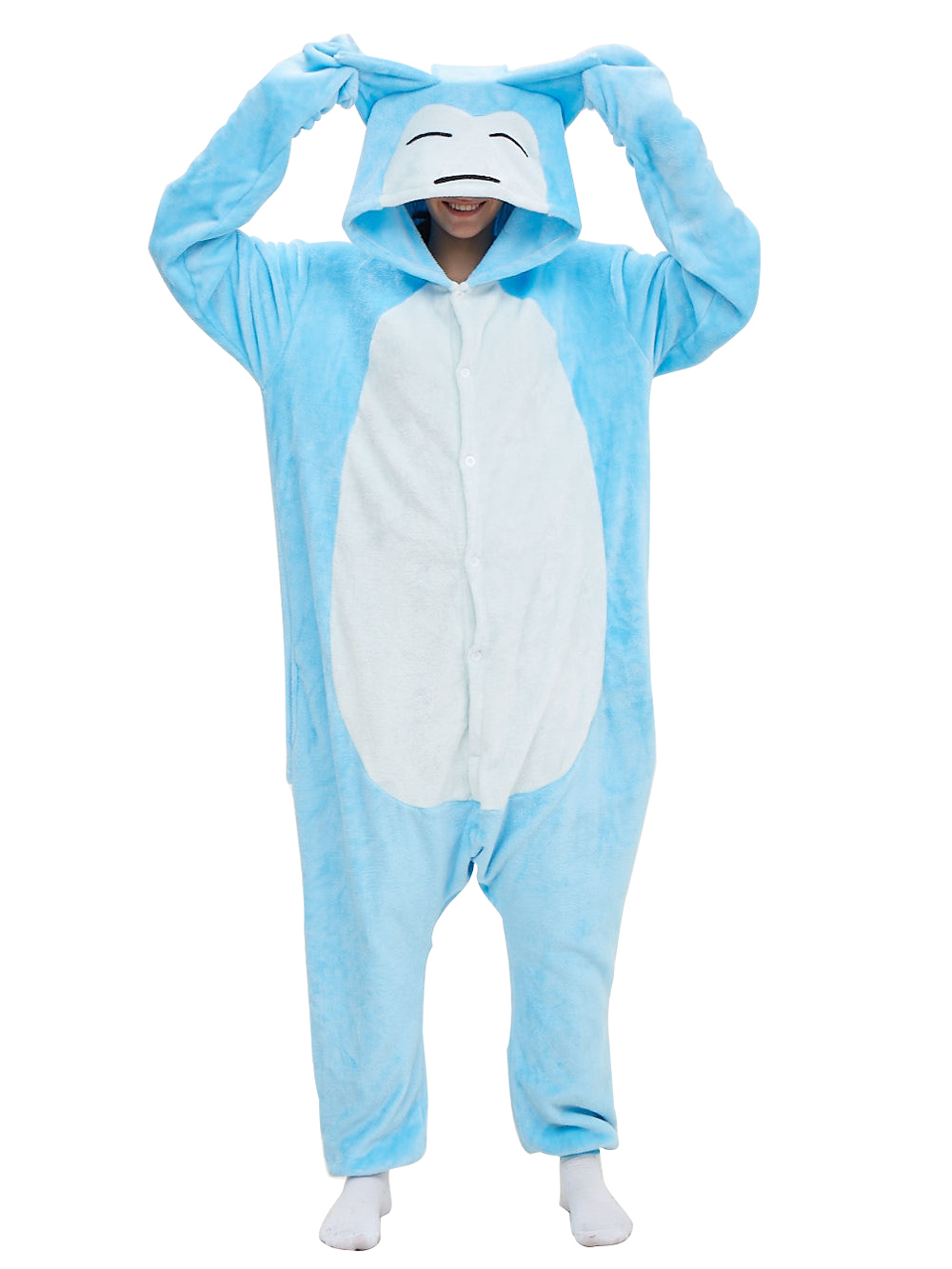 Shop Sale Cheap Pokemon Snorlax Kigurumi Pajamas Onesie Cartoon Anime Blue Flannel Jumpsuit Kigurumi Costumes-NKCOS