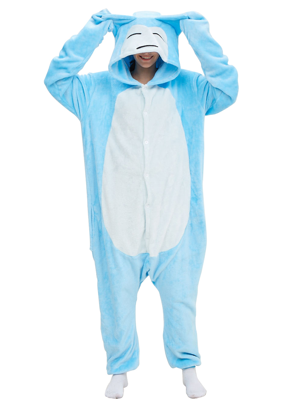 Pokemon Snorlax Kigurumi Pajamas Onesie Cartoon Anime Blue Flannel Jumpsuit Kigurumi Costumes