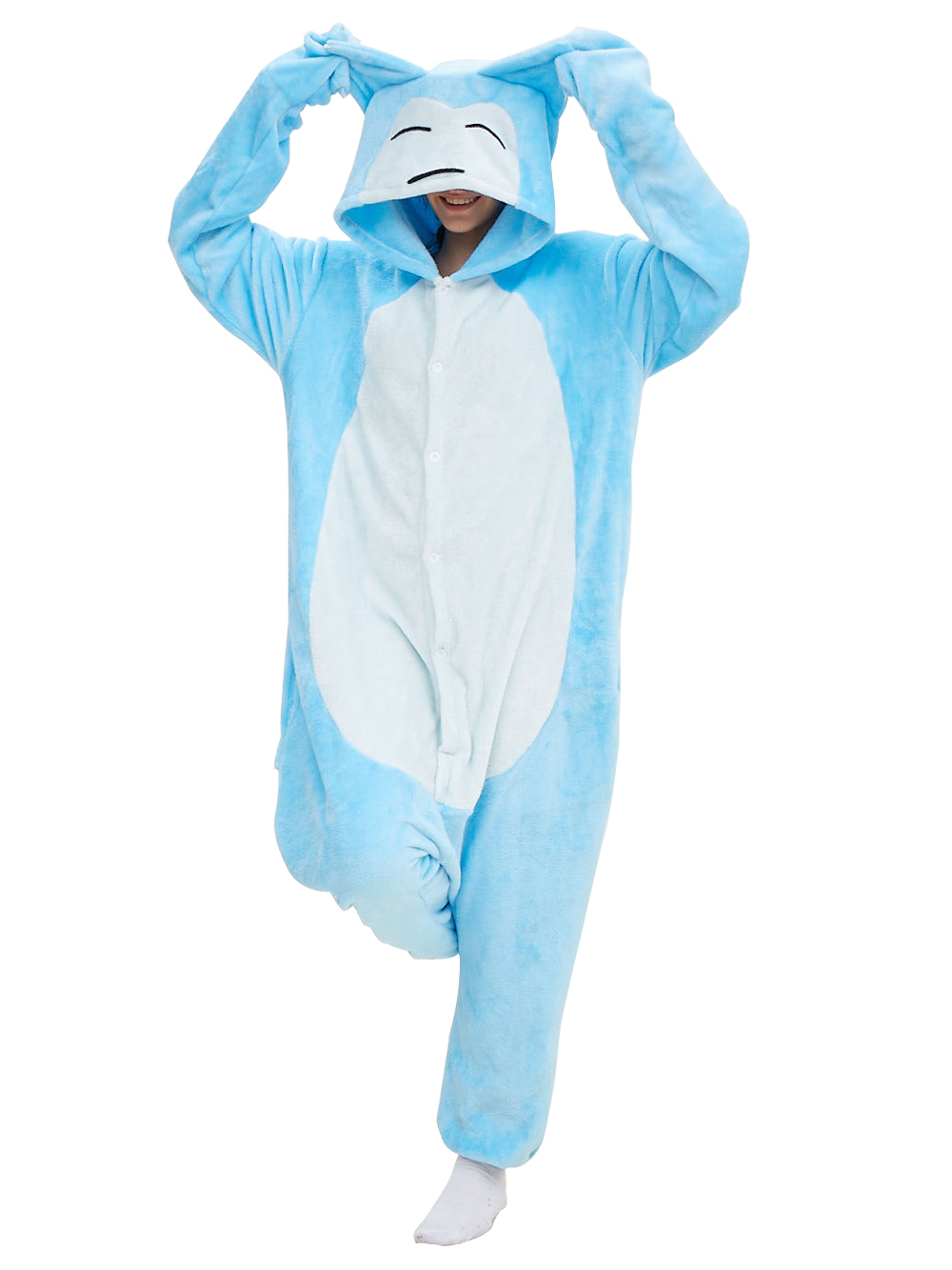 Pokemon Snorlax Kigurumi Pajamas Onesie Cartoon Anime Blue Flannel Jumpsuit Kigurumi Costumes