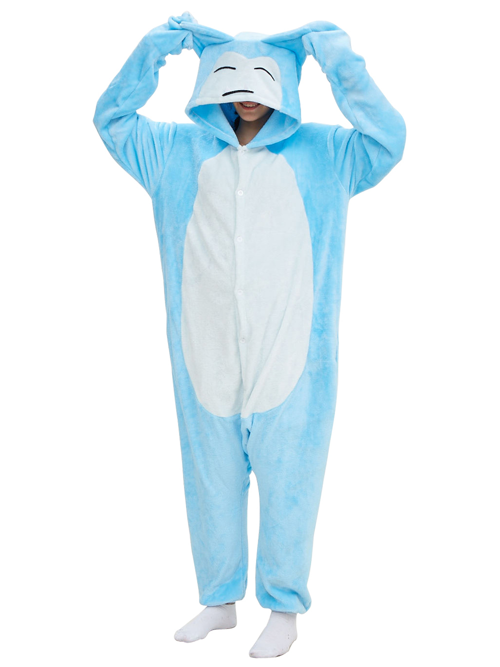Pokemon Snorlax Kigurumi Pajamas Onesie Cartoon Anime Blue Flannel Jumpsuit Kigurumi Costumes