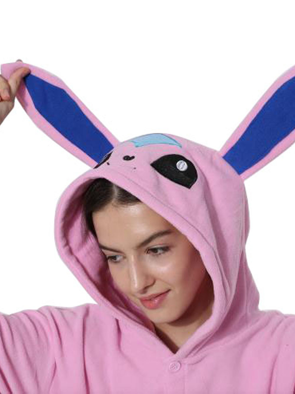 Pokemon Pink Glaceon Eevee Kigurumi Onesie Hoodie Costume Pajamas Sylveon Eevee Pajamas-PajamasFun