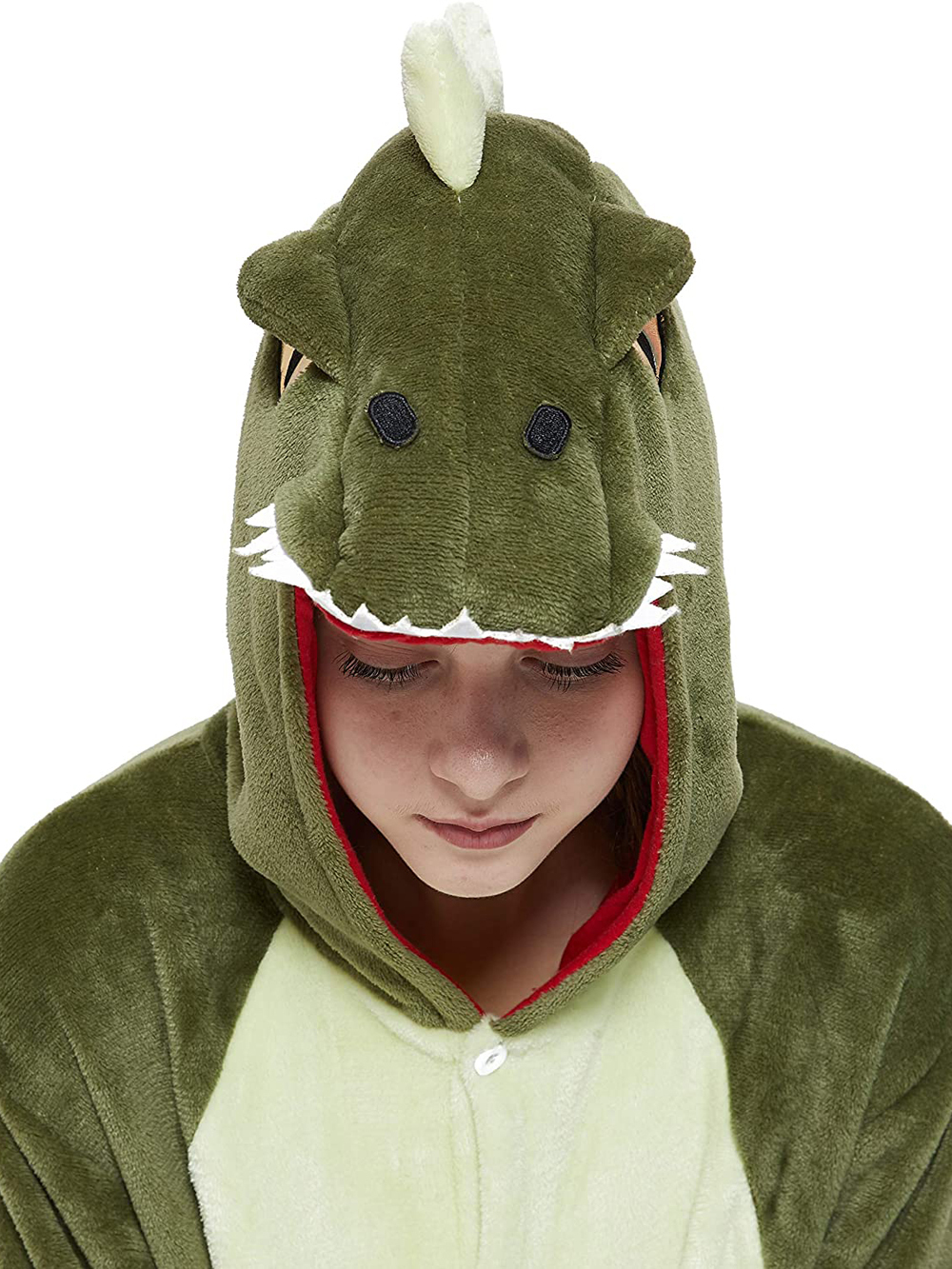 Onesie Kigurumi Pajamas Print New green dinosaur Adult's Flannel Winter Sleepwear Animal Costume