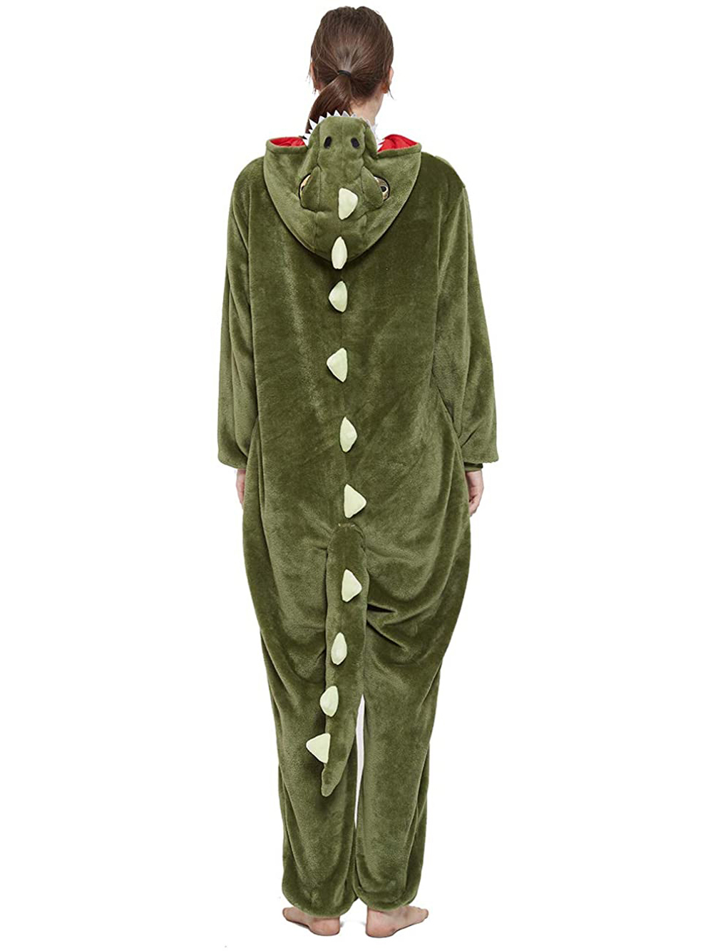 Onesie Kigurumi Pajamas Print New green dinosaur Adult's Flannel Winter Sleepwear Animal Costume