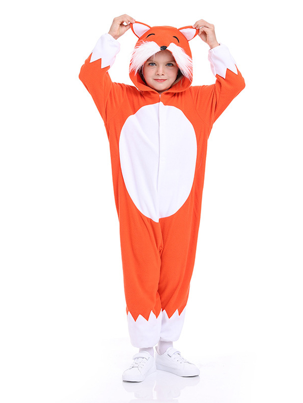 Christmas Costumes Kids Cartoon Fox Kigurumi Pajamas Hooded Jumpsuit-PajamasFun