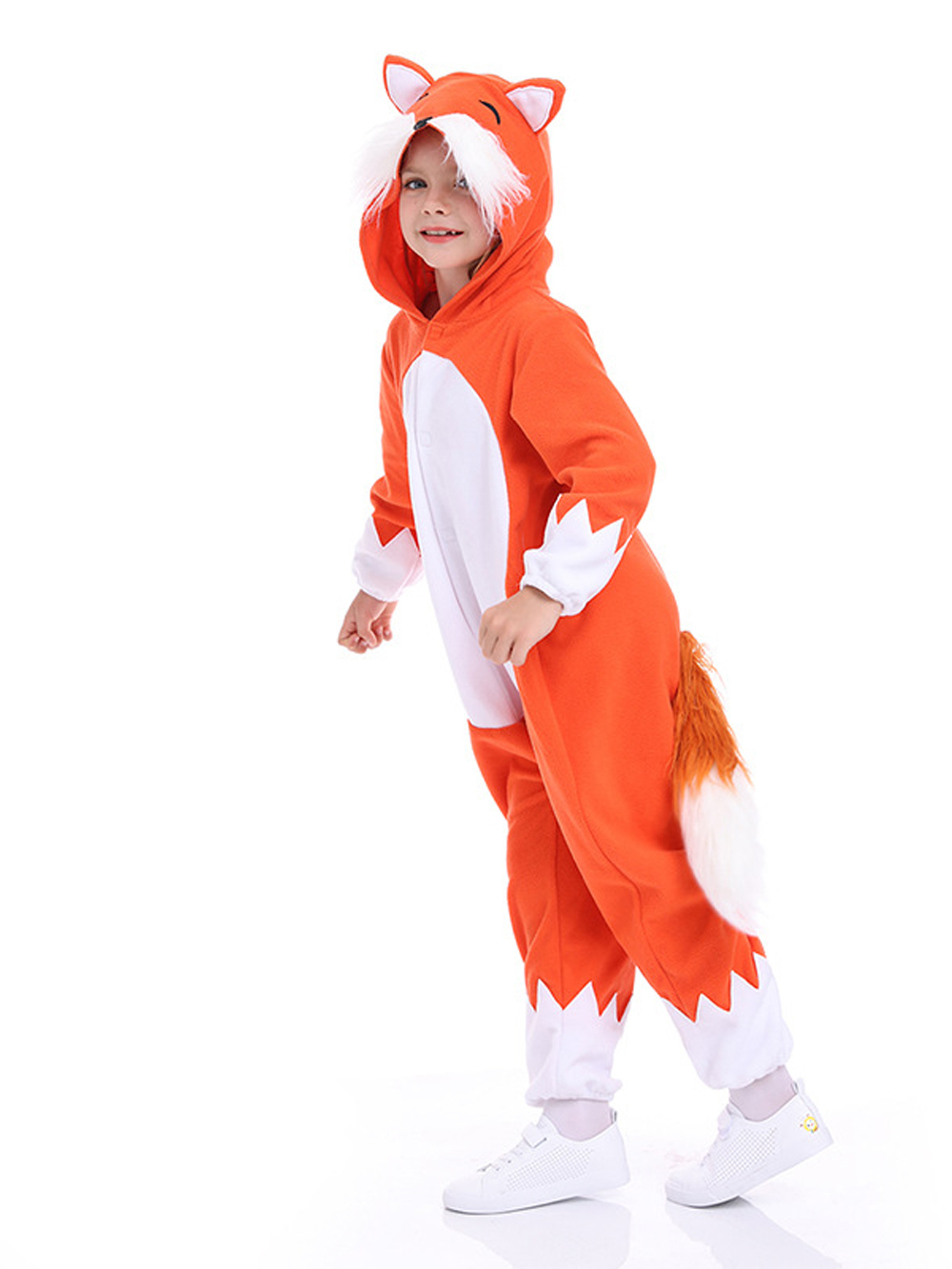 Christmas Costumes Kids Cartoon Fox Kigurumi Pajamas Hooded Jumpsuit-PajamasFun