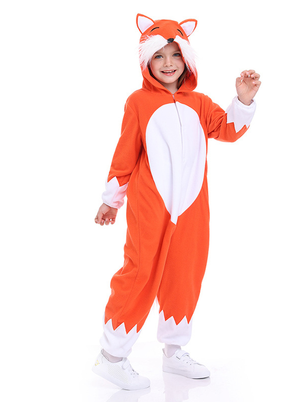 Christmas Costumes Kids Cartoon Fox Kigurumi Pajamas Hooded Jumpsuit-PajamasFun