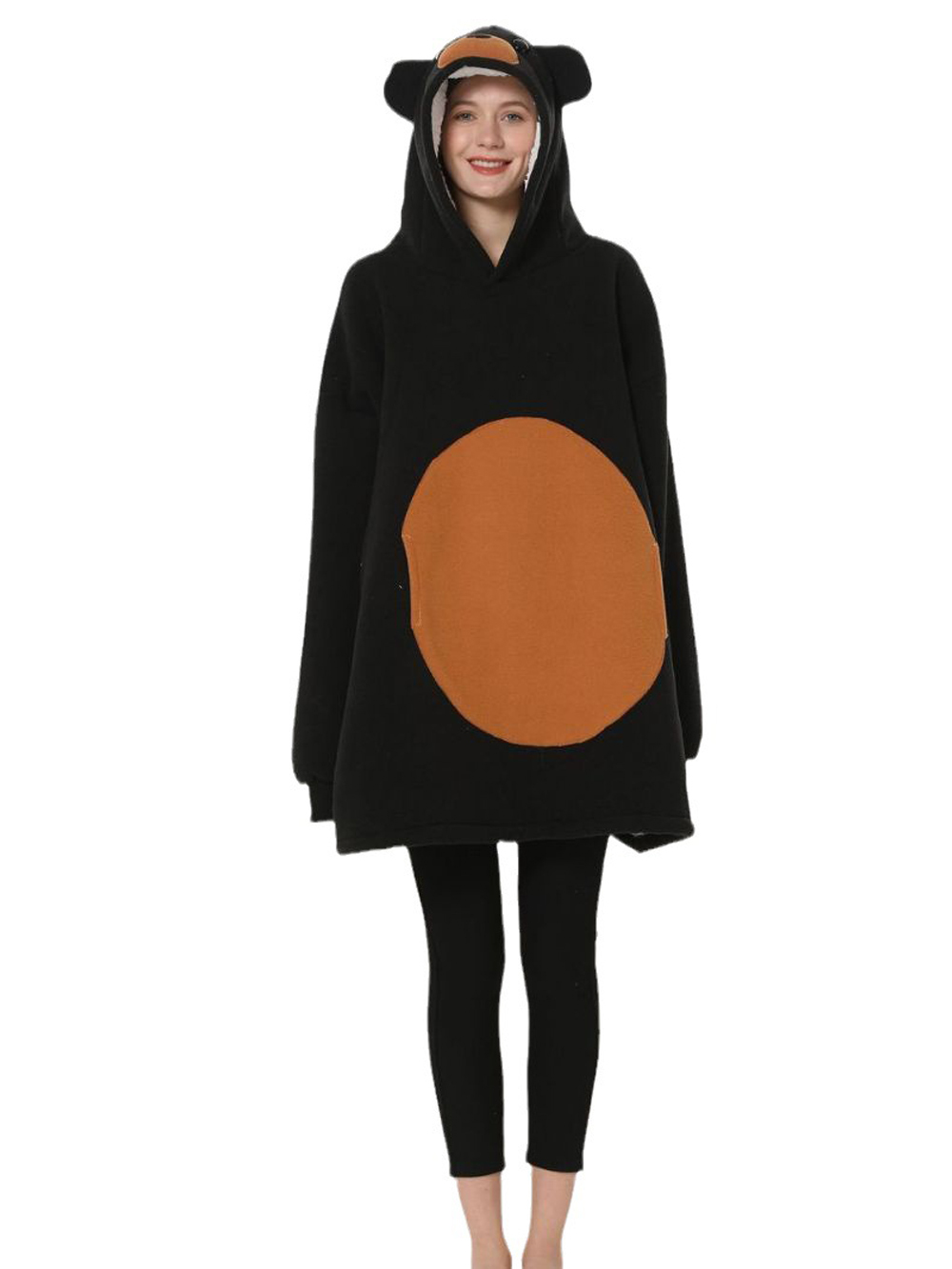 Cozy Black Bear Fleece Keep Warm Costume Cartoon Lazy TV Blanket
