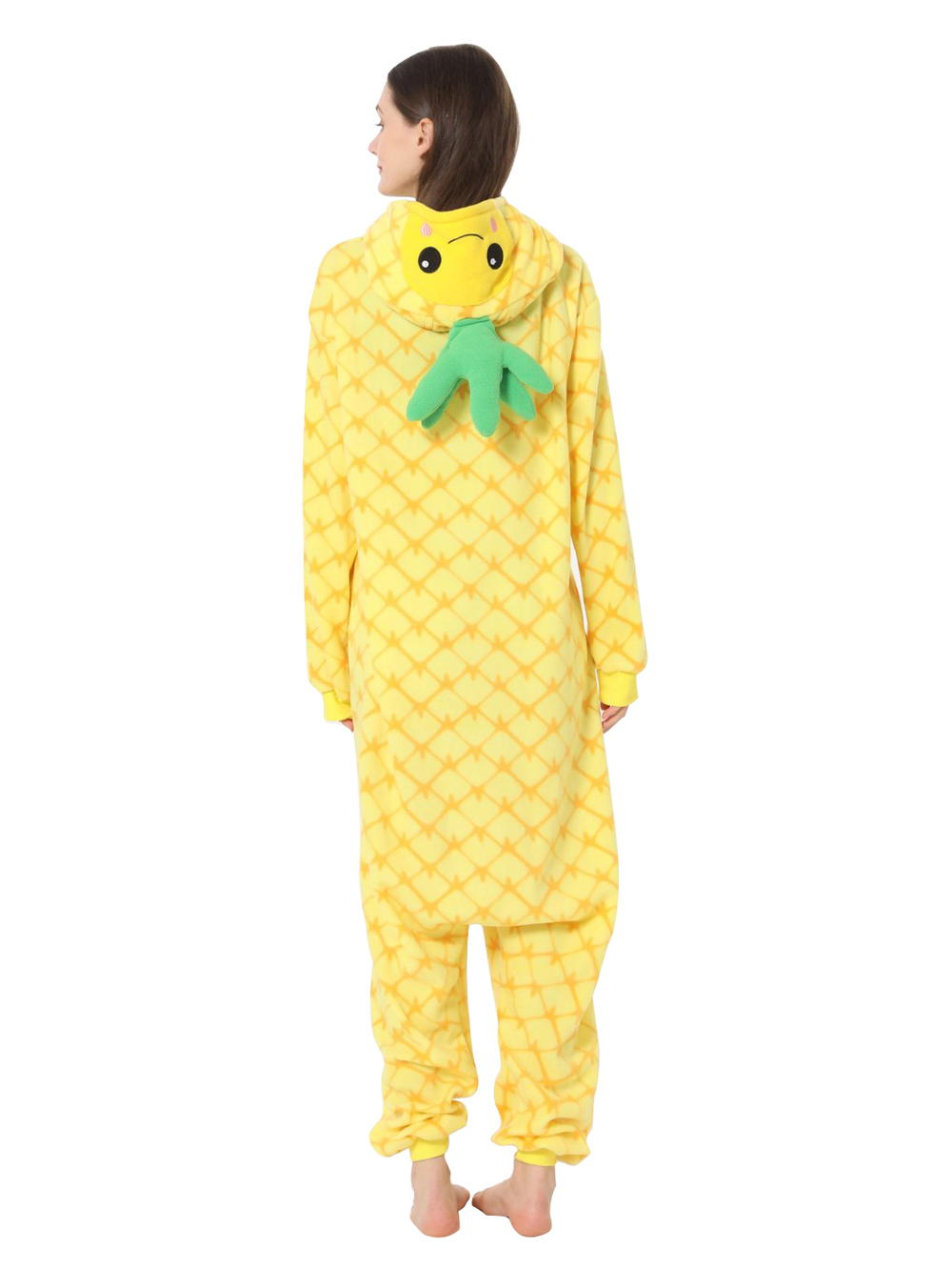 Pineapple Fruit Cartoon Kigurumi Onesies Cozy Fleece Pajamas Costume for Adults