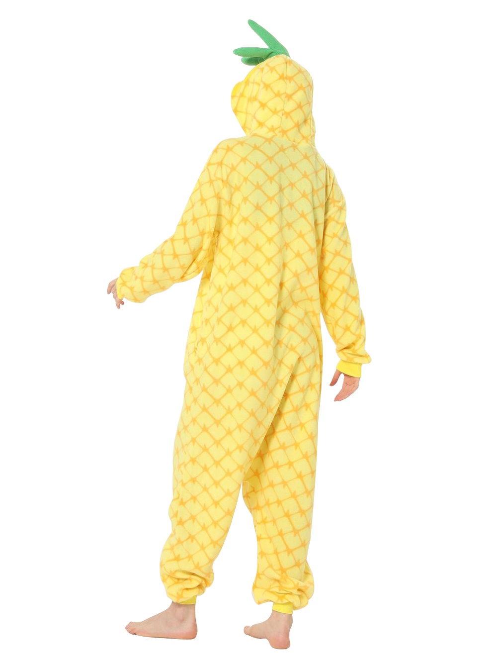 Pineapple Fruit Cartoon Kigurumi Onesies Cozy Fleece Pajamas Costume for Adults