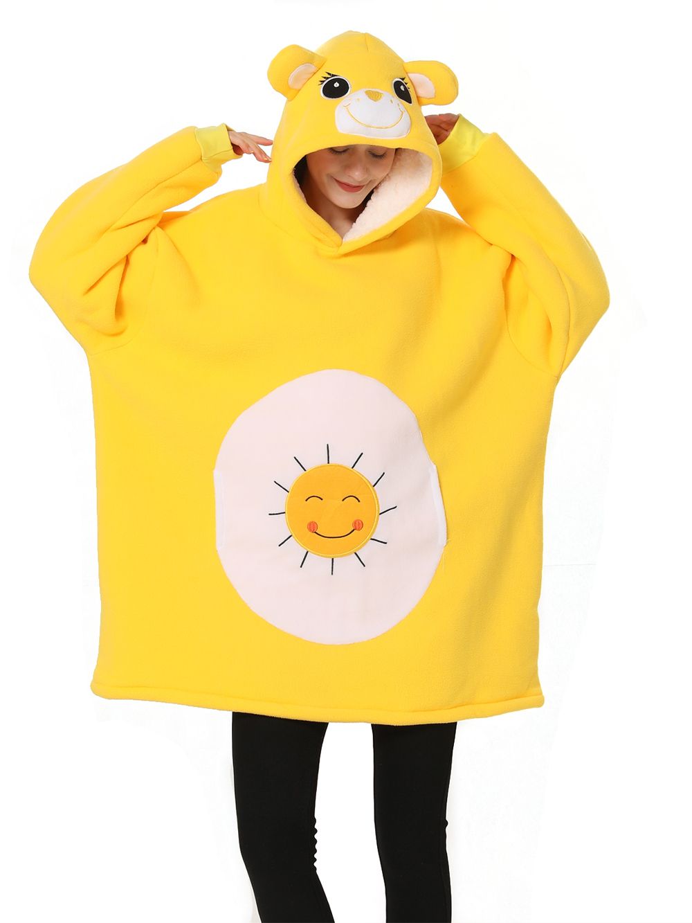 Sunshine Bear Animal Hoodie Wearable Costume Cartoon Keep Warm Lazy TV Blanket
