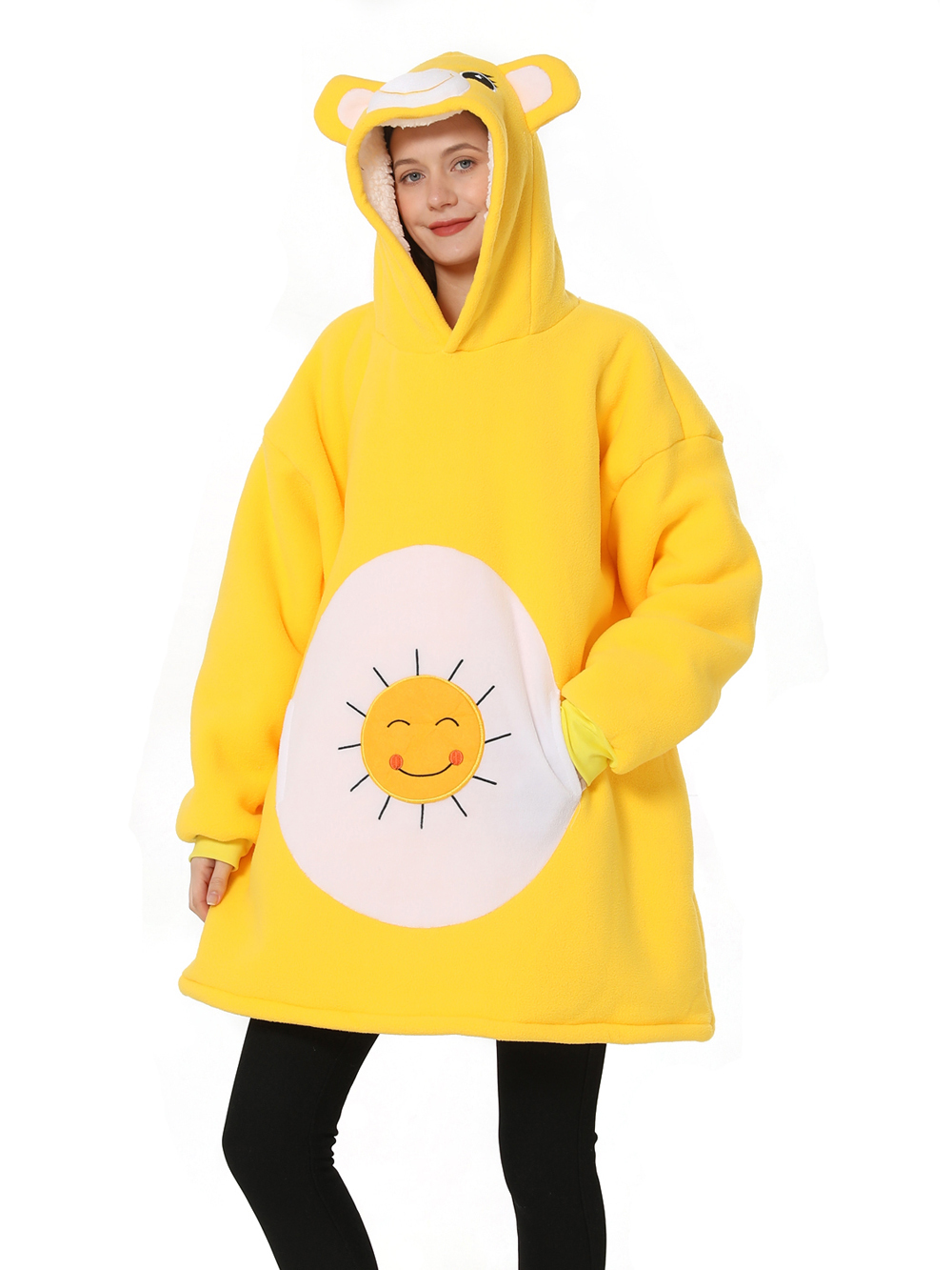 Sunshine Bear Animal Hoodie Wearable Costume Cartoon Keep Warm Lazy TV Blanket