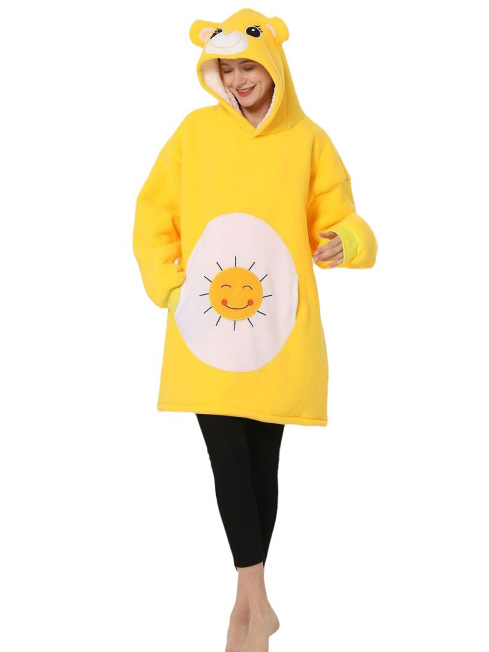 Sunshine Bear Animal Hoodie Wearable Costume Cartoon Keep Warm Lazy TV Blanket