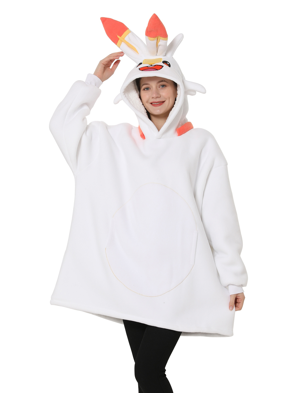 White Flame Rabbit Animal Keep Warm Costume Cozy Cartoon Lazy TV Blanket