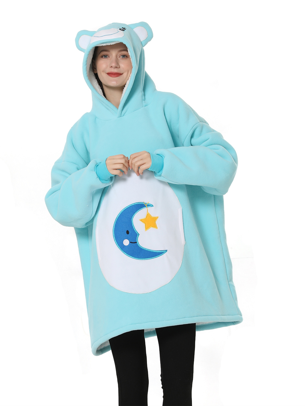 Bed Time Care Bear Animal Keep Warm Hoodie Wearable Costume Cartoon Lazy TV Blanket