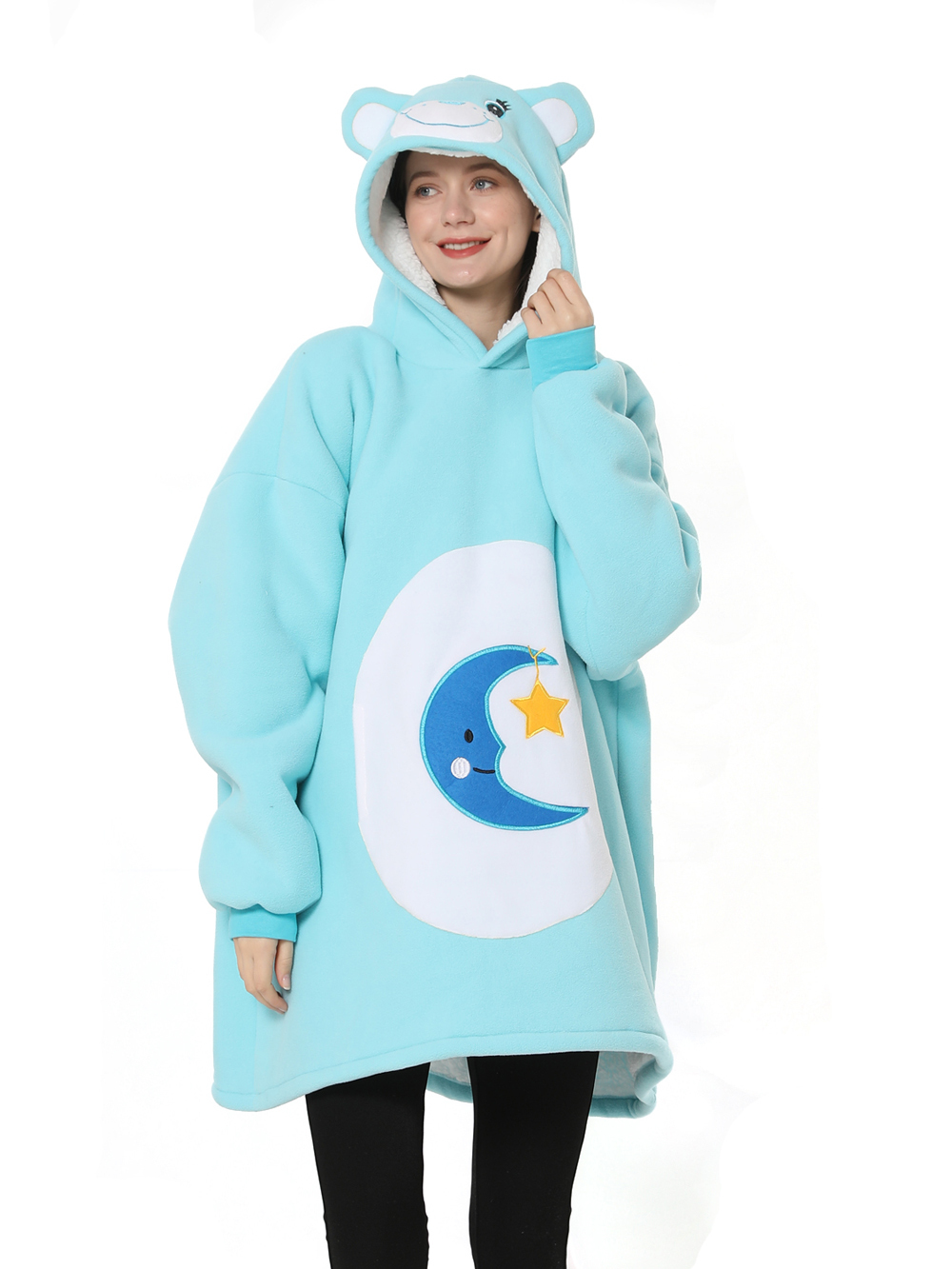 Bed Time Care Bear Animal Keep Warm Hoodie Wearable Costume Cartoon Lazy TV Blanket