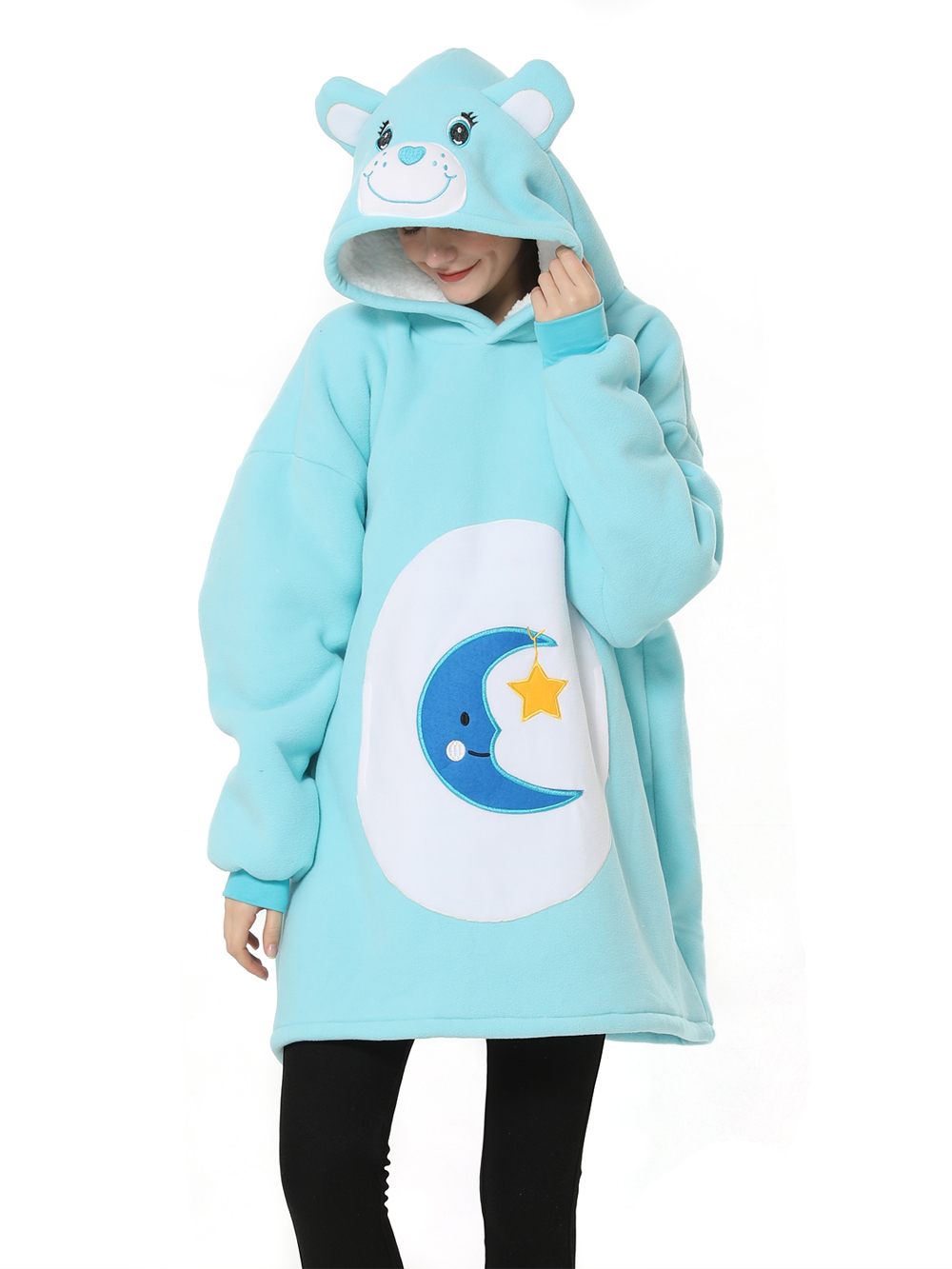 Bed Time Care Bear Animal Keep Warm Hoodie Wearable Costume Cartoon Lazy TV Blanket