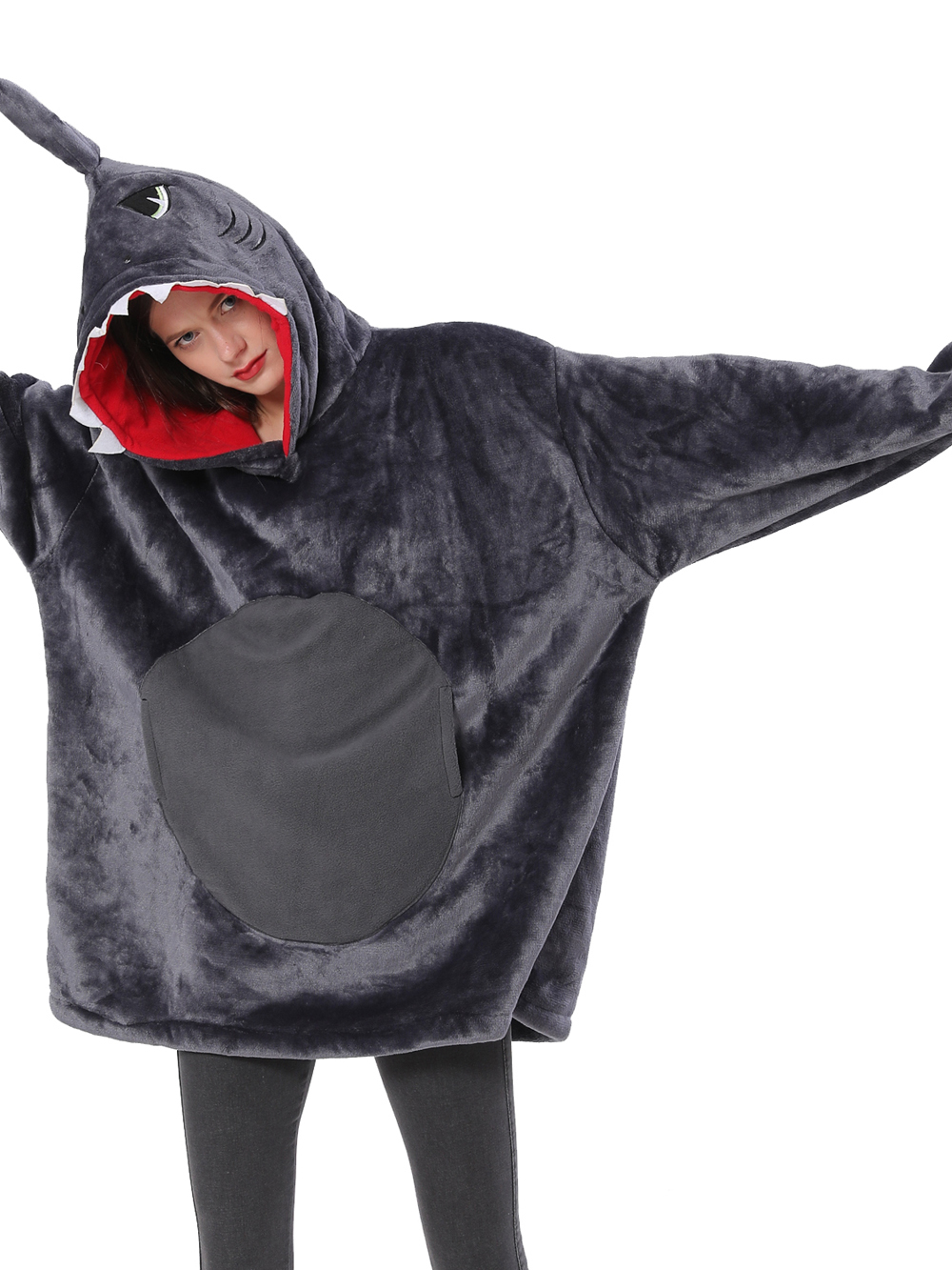 Grey Shark Animals Costume Keep Warm Cozy Lazy TV Blanket Pajamas